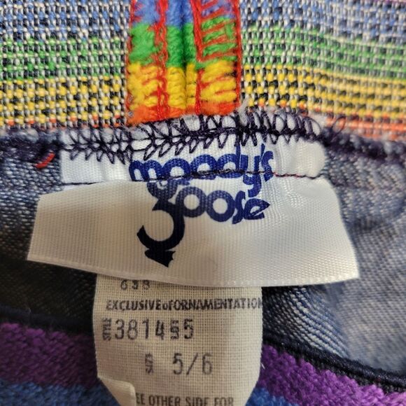 Moddy's Goose 70s 80s Vintage Blue Jean Denim Shorts with Rainbow Waistband - Picture 6 of 12